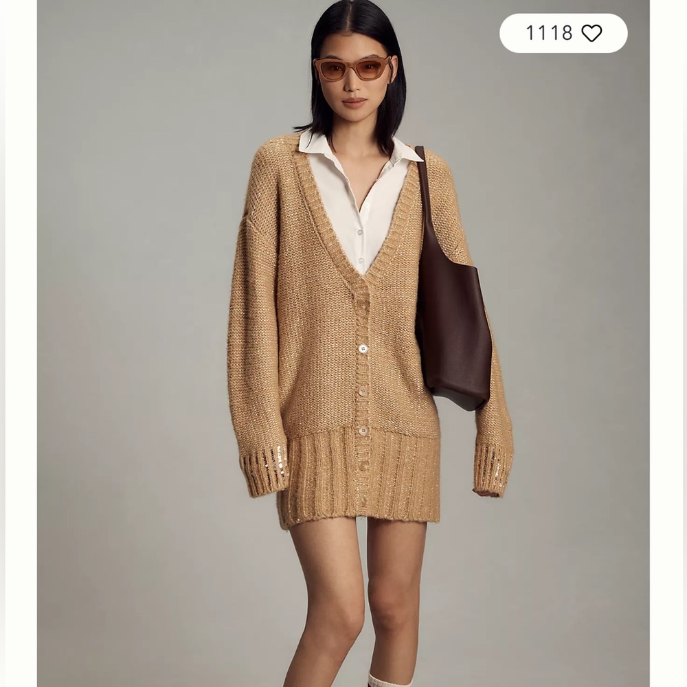 NWT Maeve Layered Sparkle Cardigan Sweater Mini Dress